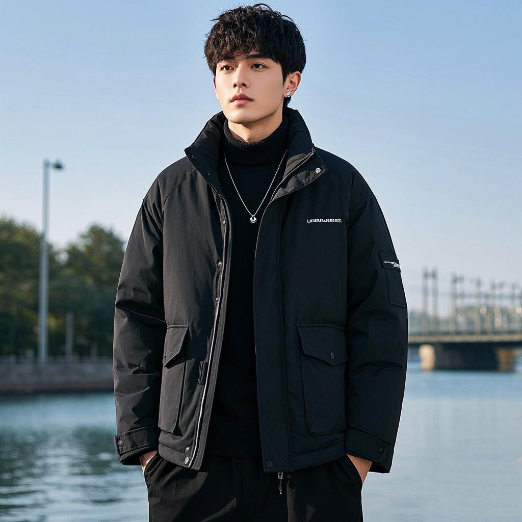 美式工装羽绒服男款加厚潮高级感短款棉衣外套立领冬装面包服